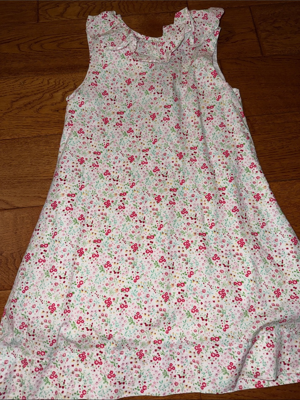 Girls' Pink Floral Ruffle Neck Casual Dress